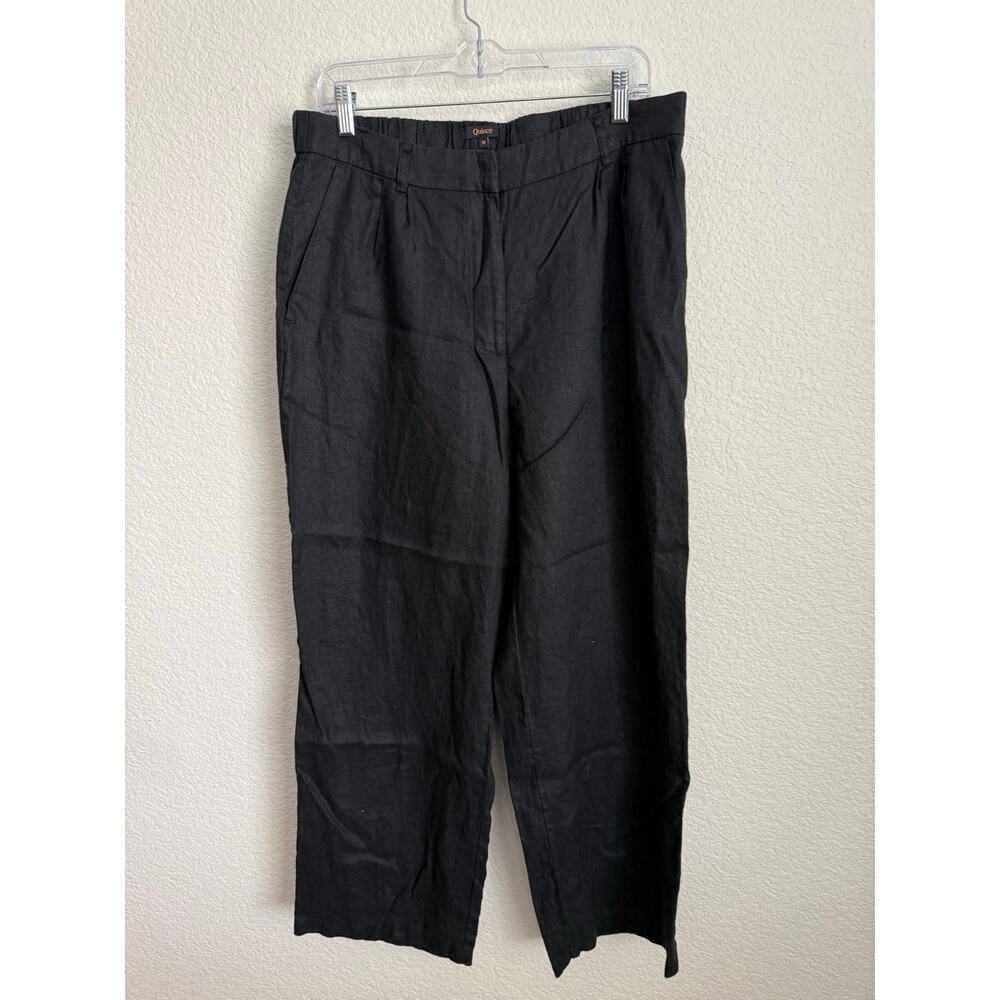 Quince Women Pant 100% European Linen Pleated Trouser 14 Black